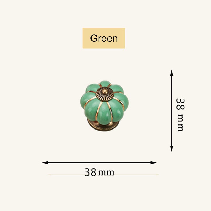 2 Stks/set Vintage Pompoen Keramische Deurknoppen Kast Lade Kast Keuken Pull Lbe: green