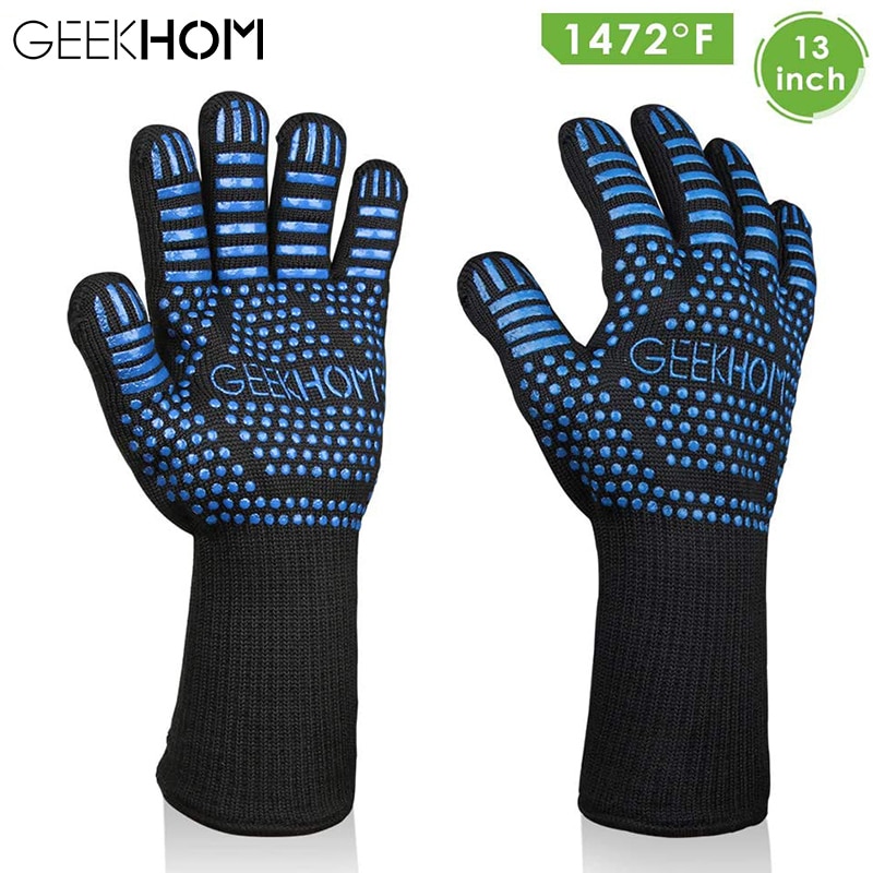 GEEKHOM 2Pcs Grilling Gloves Heat Resistant BBQ Grill Gloves 13 Inch