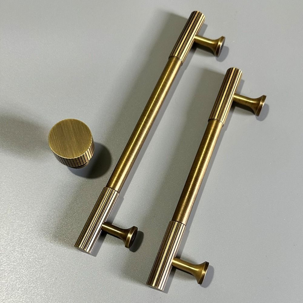 Bronze Bronze Cabinet Handles Antique Door Knobs Solid Brass Knurled Handle T-bar Wardrobe Pulls Furniture Door Pull Kitchen