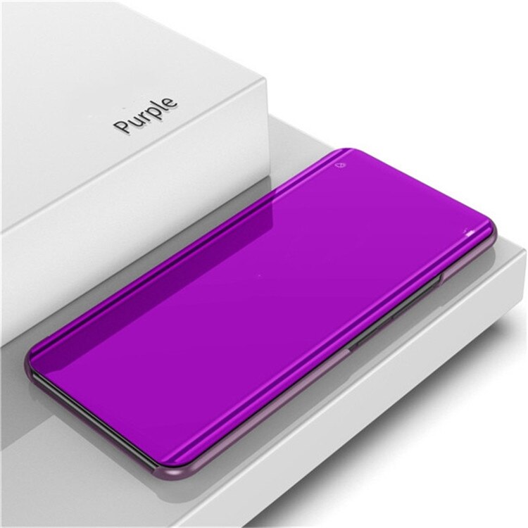 Mirror Flip Case For Huawei P Smart Phone Case Plating Leather Stand Cover For Huawei Y7A Shockproof: For P Smart 2021 / Purple