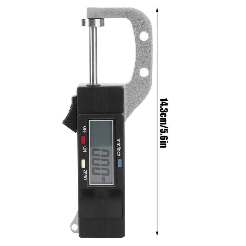 Digital Thickness Gauge Meter Stainless Steel Inch/Metric Measuring Tools 0-25.4mm