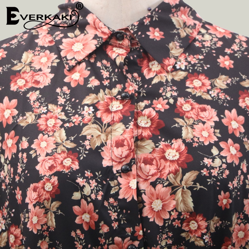 Everkaki Chic Boho Bloemenprint Maxi Jurk Vrouwen Zomer Strand Plus Size Dames Jurken Vrouwelijke Herfst Mode