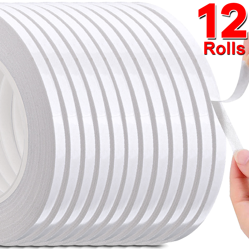 Fita dupla face branca ultra-fina, super adesiva, adesivos fortes, dupla face, tiras de papel pegajosas para casa, material de escritório
