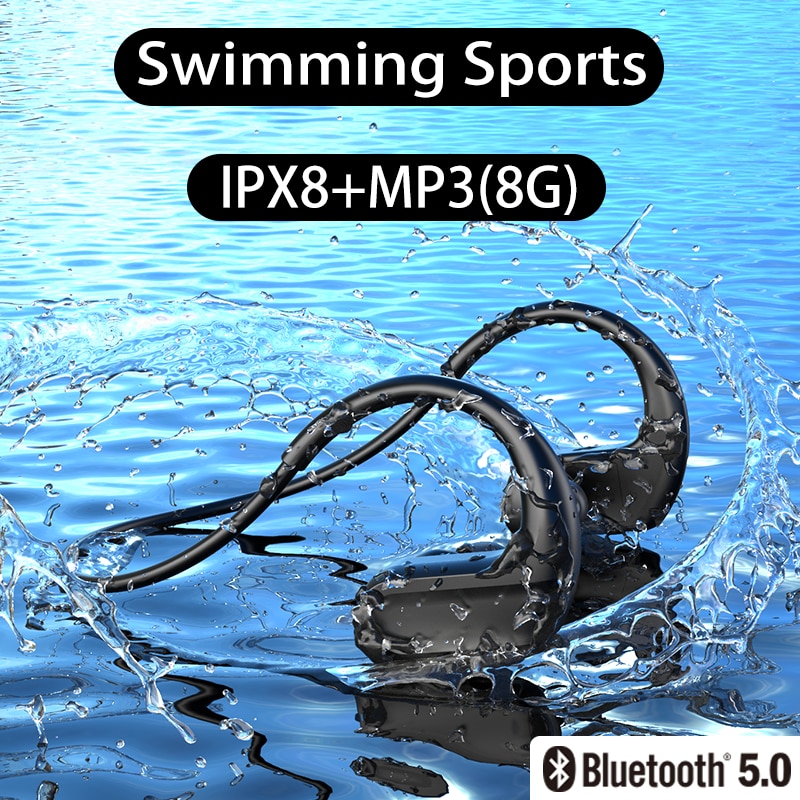 Ddj x12 ipx 8 vandtæt svømning trådløs bluetooth hovedtelefon mp3 spiller sport øretelefon 8g hukommelse dykning kører til android ios