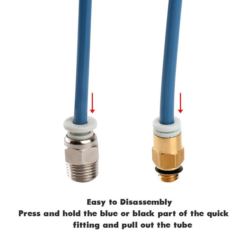 A tubulação de capricorn ptfe bowden xs series 2m e cortador do tubo para o filamento da impressora 3d 1.75mm com encaixe pneumático