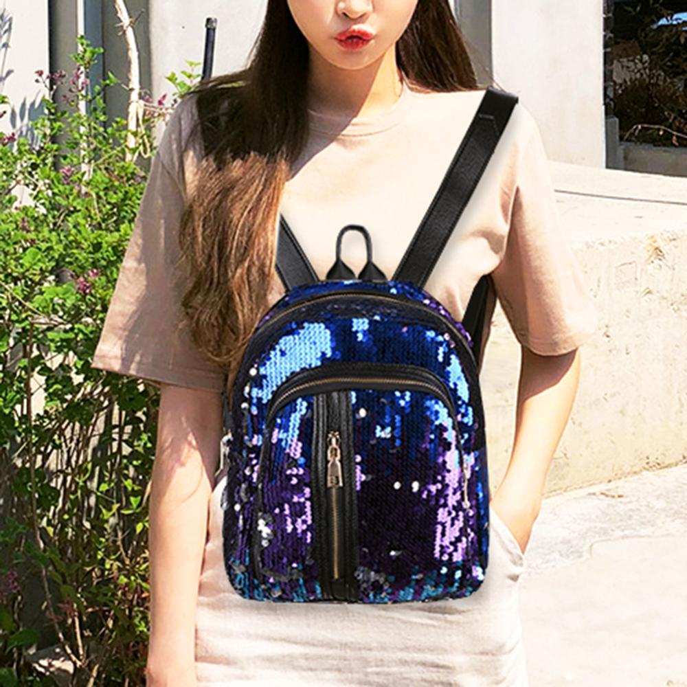 Women Shining Sequins Backpacks Student School Bag for Teenage Girls Large Capacity Travel Rucksack Pack velvet Shoulder Bag