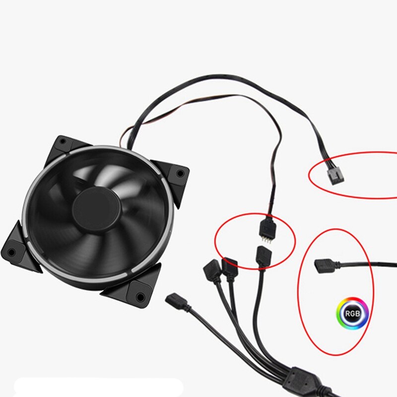 SATA 12V 4Pin RGB AURA 3 Button Controller With 5 Splitter Hub Adapter Cable For RGB Strip Lighting Fan Cooler