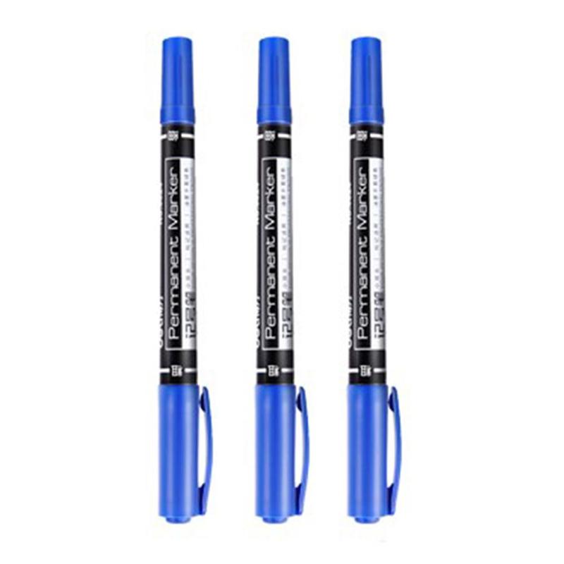 Twin Tip Permanent Markers, Fine Point, ( Black, Blue, Ink, 0.5mm-1mm ) Office Red Stationery Supplies Highlighter U3O9