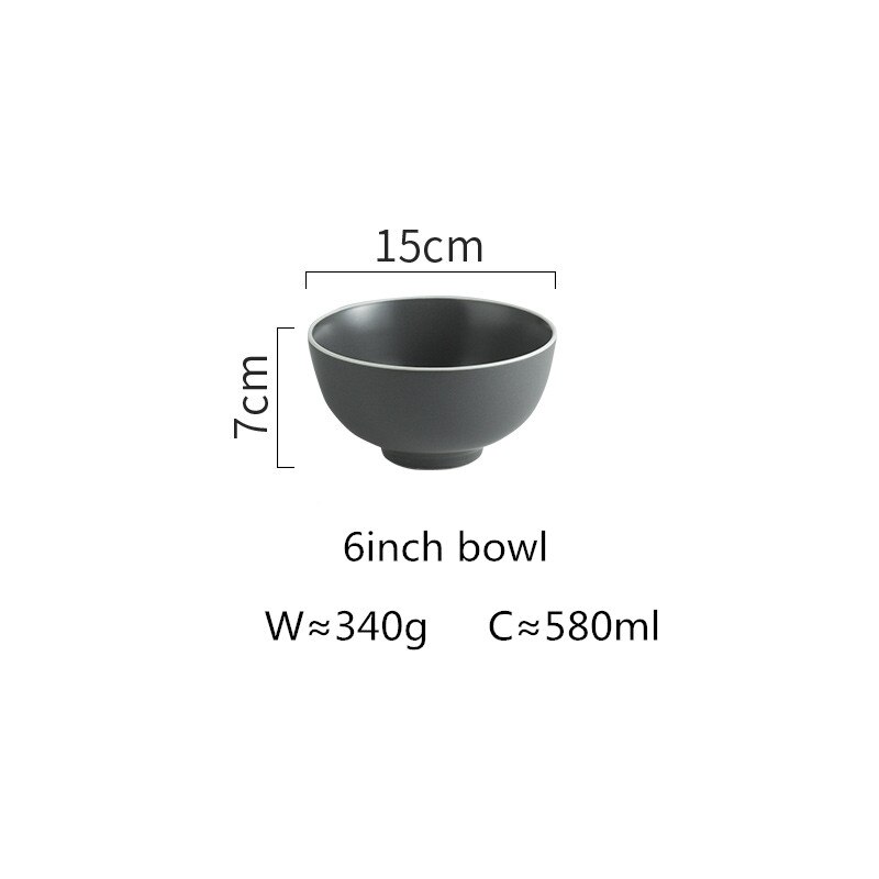 Nordic Ceramic Tableware Matte Glaze Steak Food Plate Bowl Dinner Dish Porcelain Dinnerware Set For Family Hotel 1pc: 6inch bowl