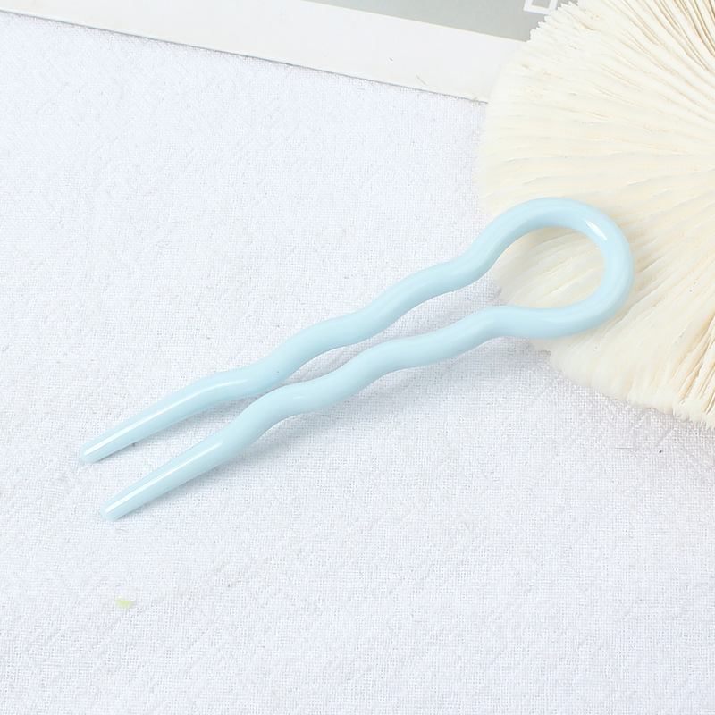 Retro moño para el cabello en forma de U palillos para el cabello Clip pasadores horquillas mujer niñas cola de caballo cabeza de albóndiga accesorios para el cabello dulces: Azul
