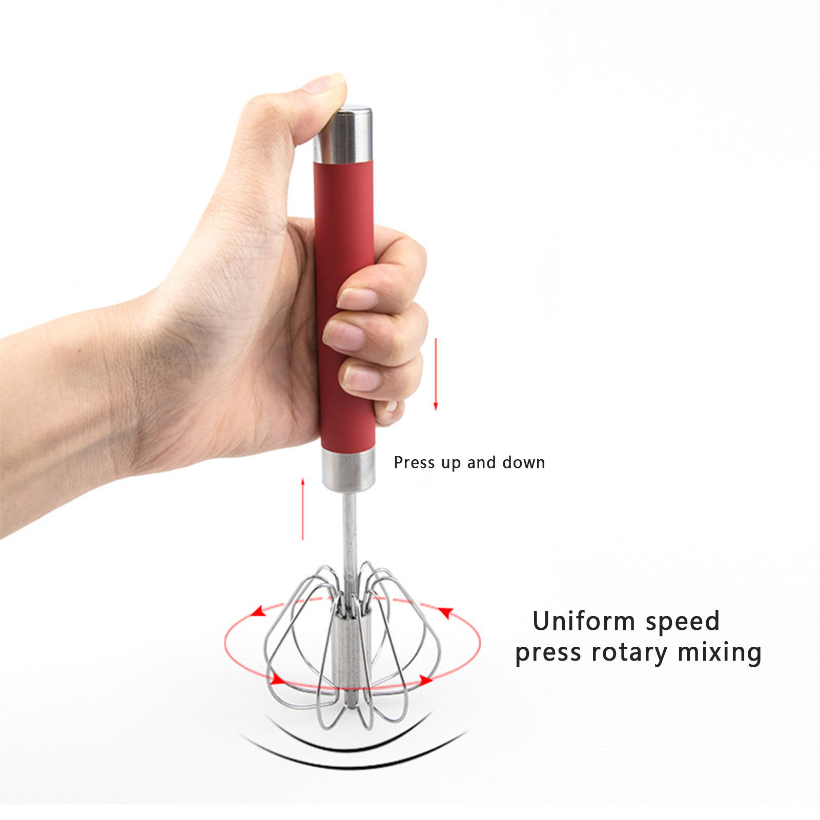 Egg Beater Semi-automatic Push Manual Rotation Food Grade Stainless Steel Kitchen Auxiliary Tool