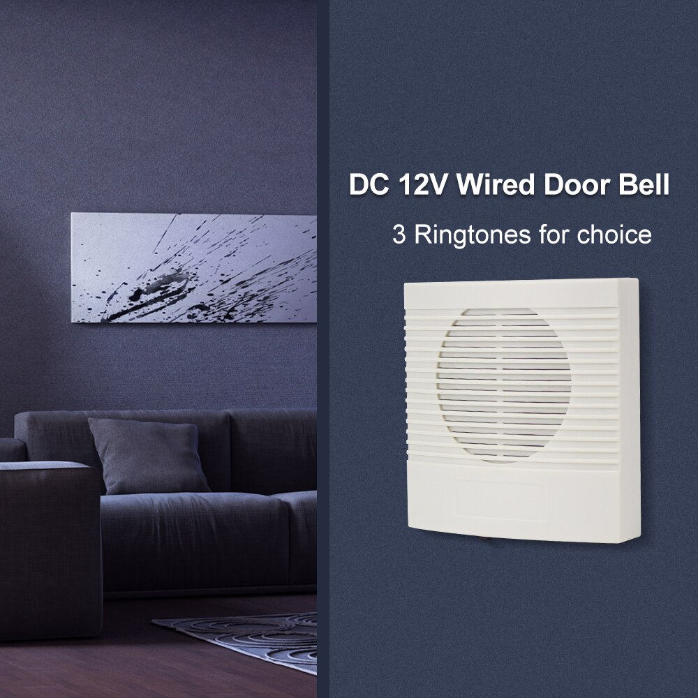 OBO DC12V Wired Doorbell with 4 Wires 3 Musical Chime Dingdong Door Bell Chime Ring for Electronic Lock Access Control System