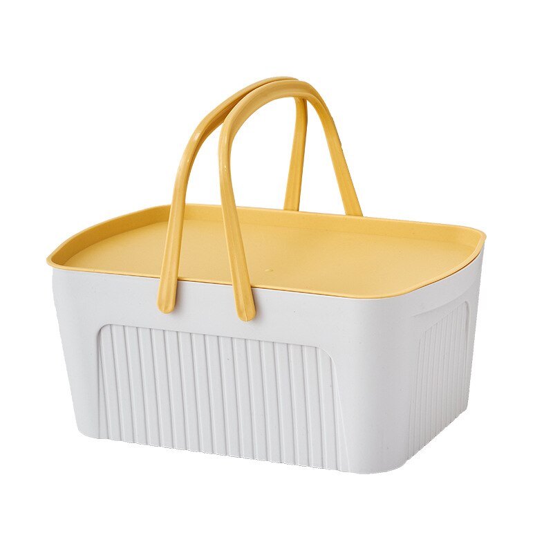 Bathroom Folding Dirty Clothes Storage Basket Laundry Basket Household Wall Hanging Large Portable Sundries Finishing Basket: White with yellow