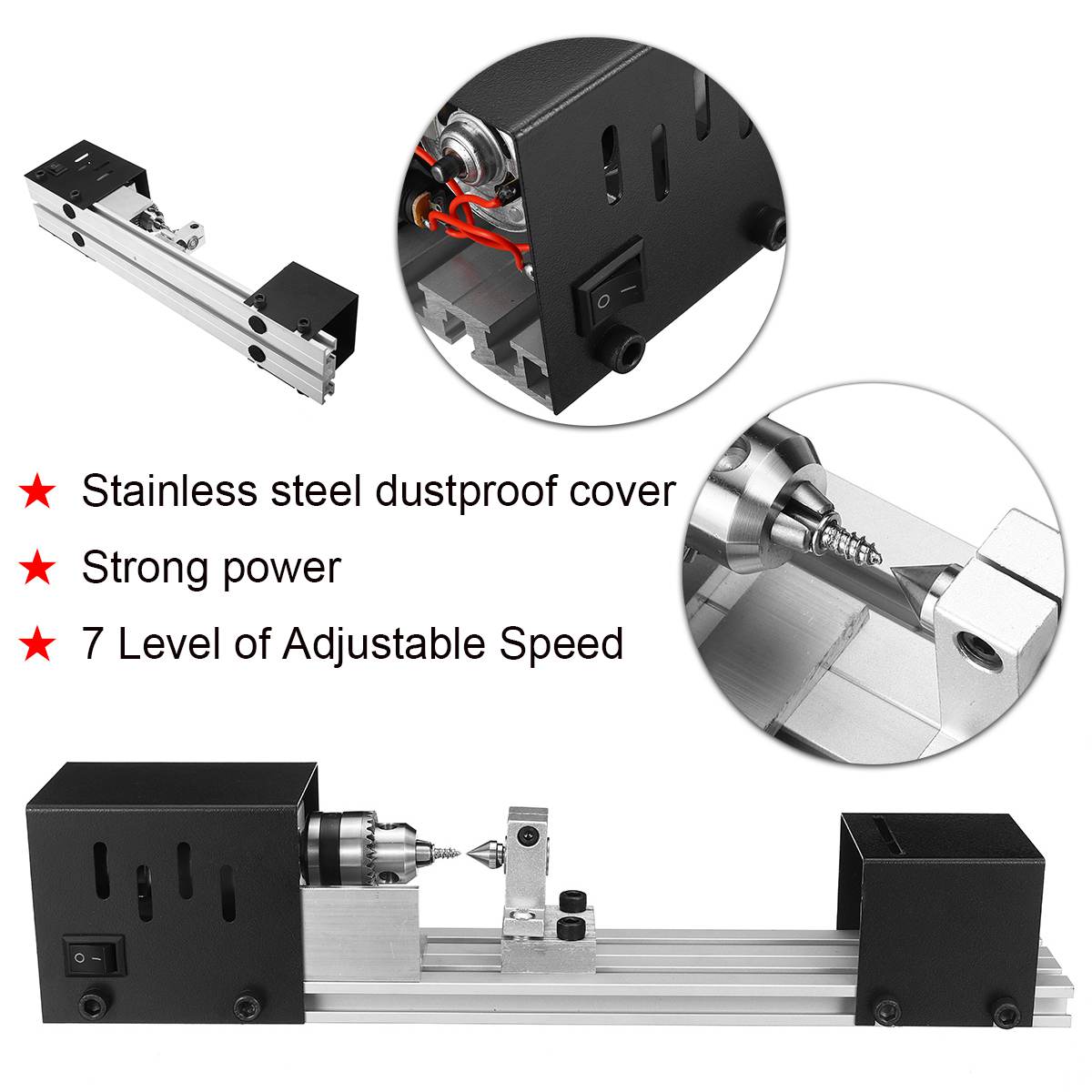 Mini Draaibank Kralen Machine DIY Houtbewerking Draaibank Polijsten Slijpen Boor Tool Carving Cutter Hout Draaibank 100W Polijsten Boor Tool