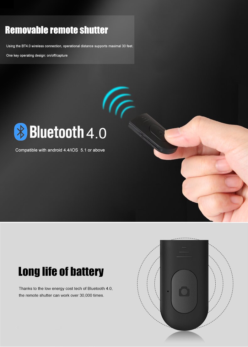 3 in 1 bluetooth monopod stativ stativ til xiaomi redmi note huawei iphone 11 xr 7 8 plus samsung mobiltelefon smartphone stativer