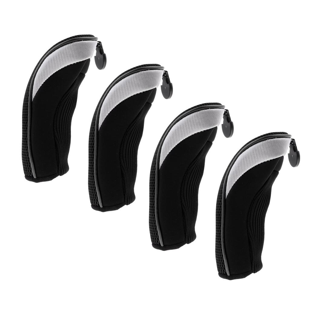 Pak Van 4 Universele Golf Hybrid Cover 3,4,5,7,X Driver Hybrid Fairway Headcovers Golf Club Putter Voor Golf Accessoires: Black