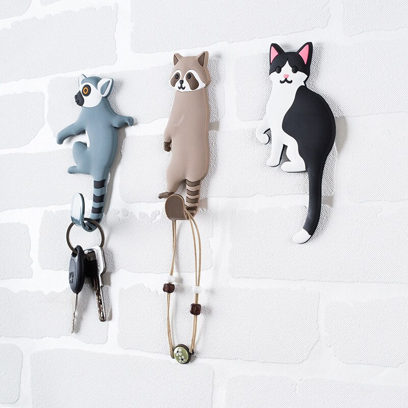 Mooie Animal Koelkast Magnetische Haak Sleutel Muur Houder Verwijderbare Keuken Haken Home Decor Sleutelhouder Diversen Organizer Hanger
