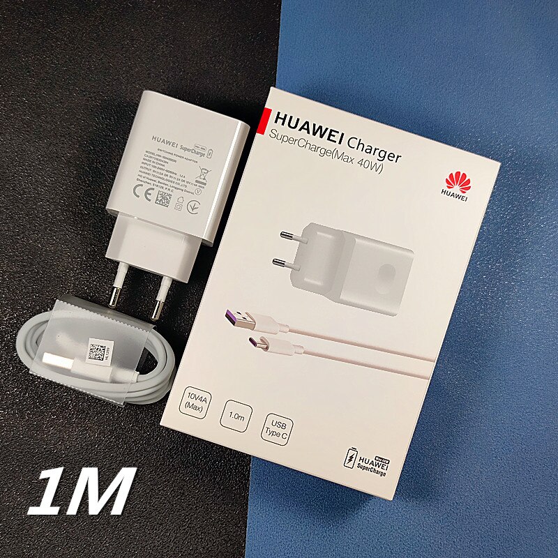 40W charger Original Huawei Super charge EU US 1M 1.5M 2M 5A Type C cable for P40 + PRO P30 P20 Mate 30 x 20 MAX Nova 4 5 5t: Box EU charger Set