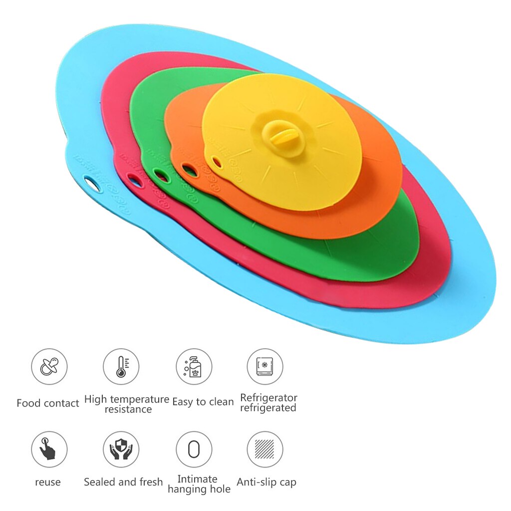 Set  of 5 återanvändbara silikon mikrovågsskål lock kokkärl pan lock lock-silikon mat inpackning verktyg köksredskap universal