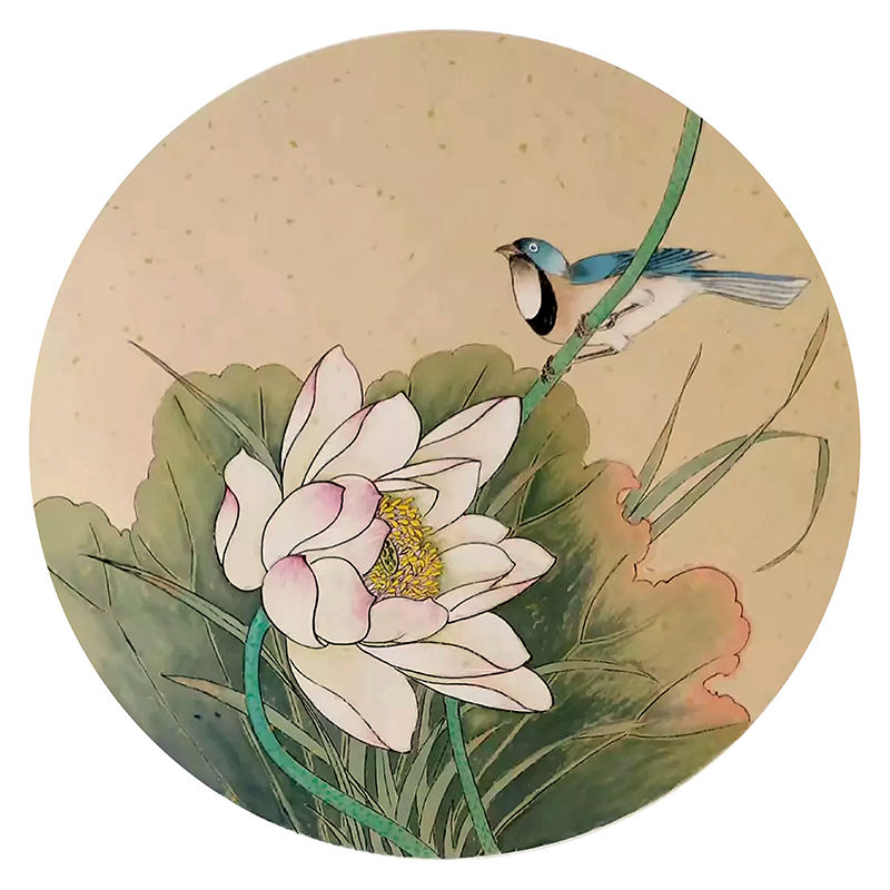 Meticulous Painting Round Fan Line Draft Beginner Line Drawing Print Manuscript Paper Traditional Chinese Painting Flower Bird
