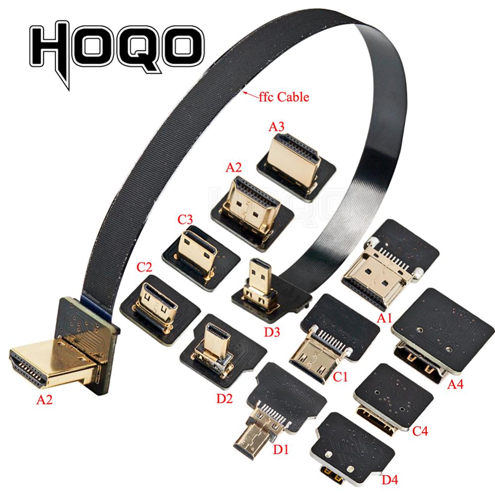 FPV HDMI Flat Ribbon Cable UP/Down Angle Micro HDMI to HDMI 90 degree flexible hdmi ribbon cable pin 20pin Plug HDMI raspberry 4