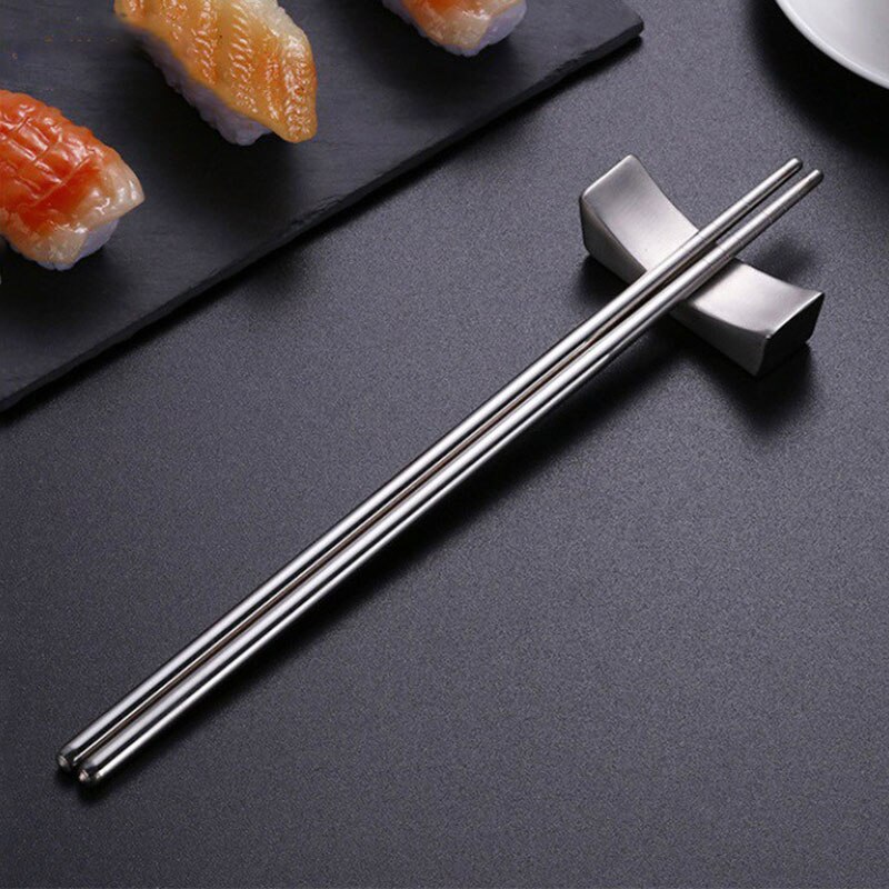 Juego de palillos chinos de acero inoxidable, palillos antideslizantes reutilizables para fideos, Sushi, utensilios de cocina, vajilla, 1/3/5 pares: 1pc