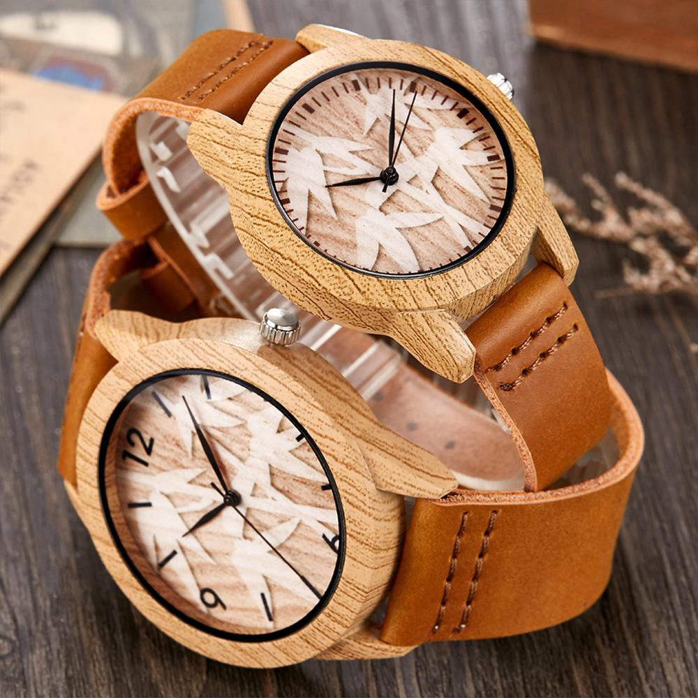 Wood Watch Men Women Couple Quartz Imitation Bamboo Wooden Male Animal Horse Watch Watches Leather Wrist Clock Reloj