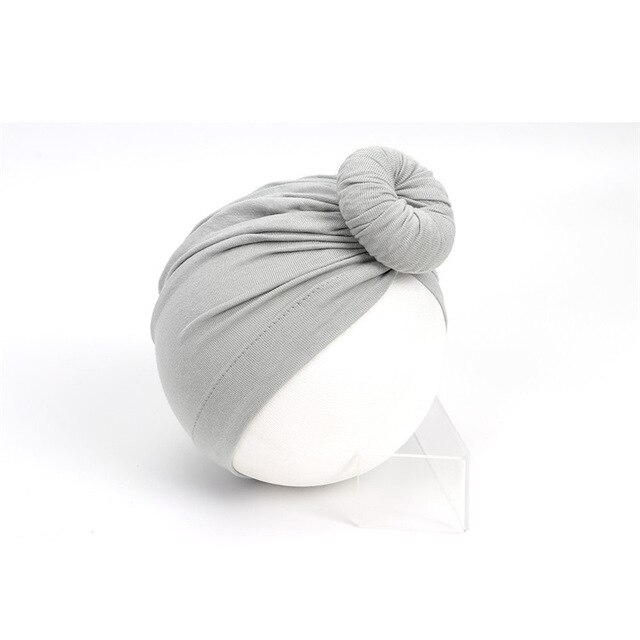 Söta småbarn barn bebis pannband flicka pannband bomull knut rosett turban pannband stretchigt flicka hårtillbehör pojke huvudbonader: B grå
