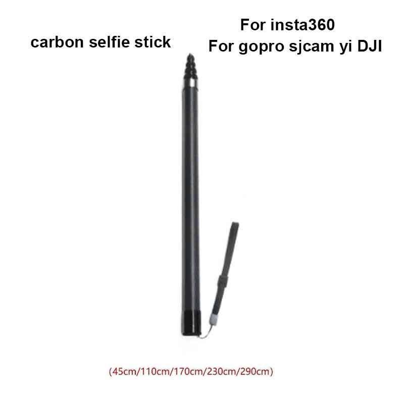 2.9m Ultra-Long Carbon Fiber Invisible monopod tripod Selfie Stick For Insta360 gopro hero 9 10 8 5 4 3 sjcam dji camera: silver