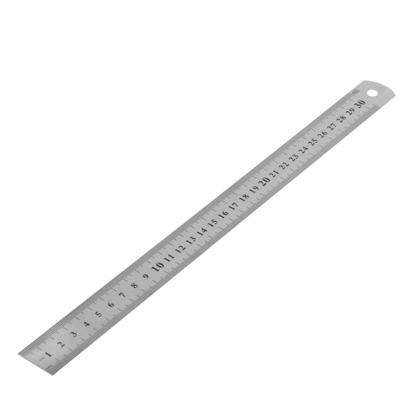 30CM 12\"Steel Stainless Pocket Pouch Metric Metal Ruler Measurement Double Sided R9JA