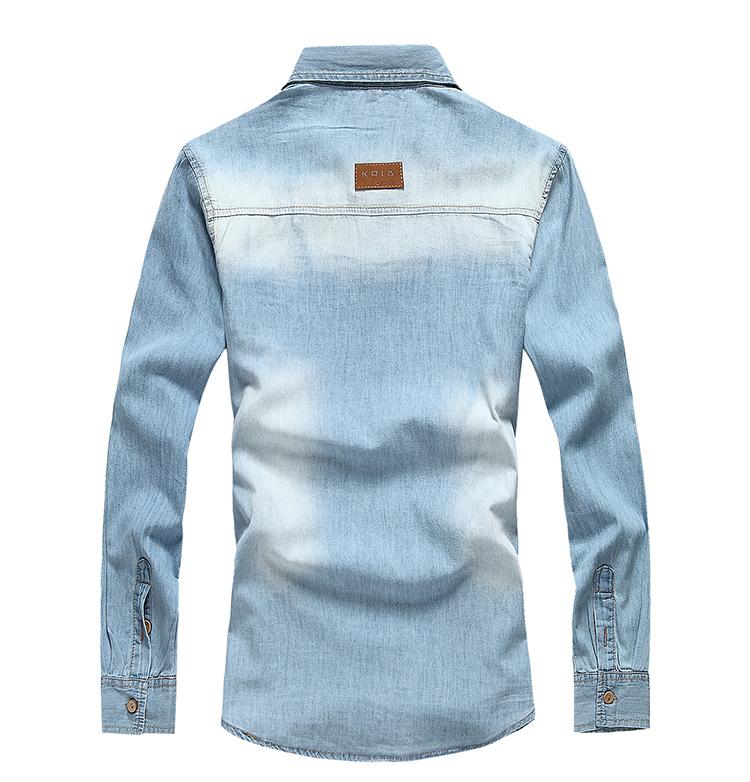 Herenblouse denim overhemd met lange mouwen voor heren katoenen dun spijkerhemd voor jongens vrijetijdsblauw