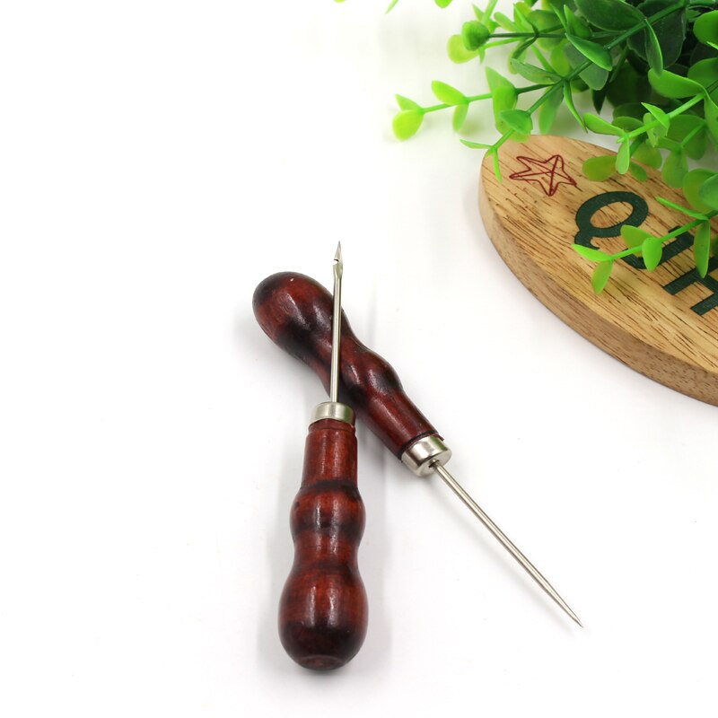 2pcs Leather Straight Awl Tip Hole Awl Leather Stitcher Sewing Drill Needle Hooks Leather Repairing Awls Leather Craft Tool Set