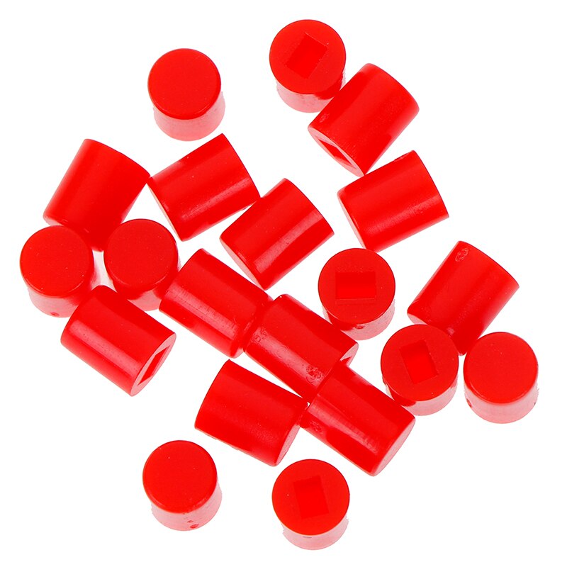 20Pcs 6*7mm Tactile Push Button Switch Cap 10mm Applies Self-locking Switch Button Cap: Red