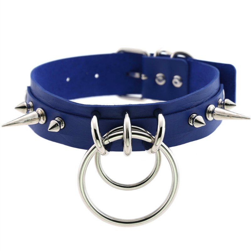 Spiked choker for women men punk rock Collar Goth necklaces Leather Choker Girls o shape Harajuku Gothic Jewelry CR631: I