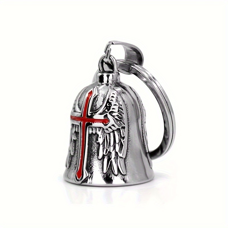 Cloche de moto ange gardien Ride, chaînes de cloche de cyclisme, accessoires cloches pour motos, amulette d'exorciste Punk Cross: Rouge