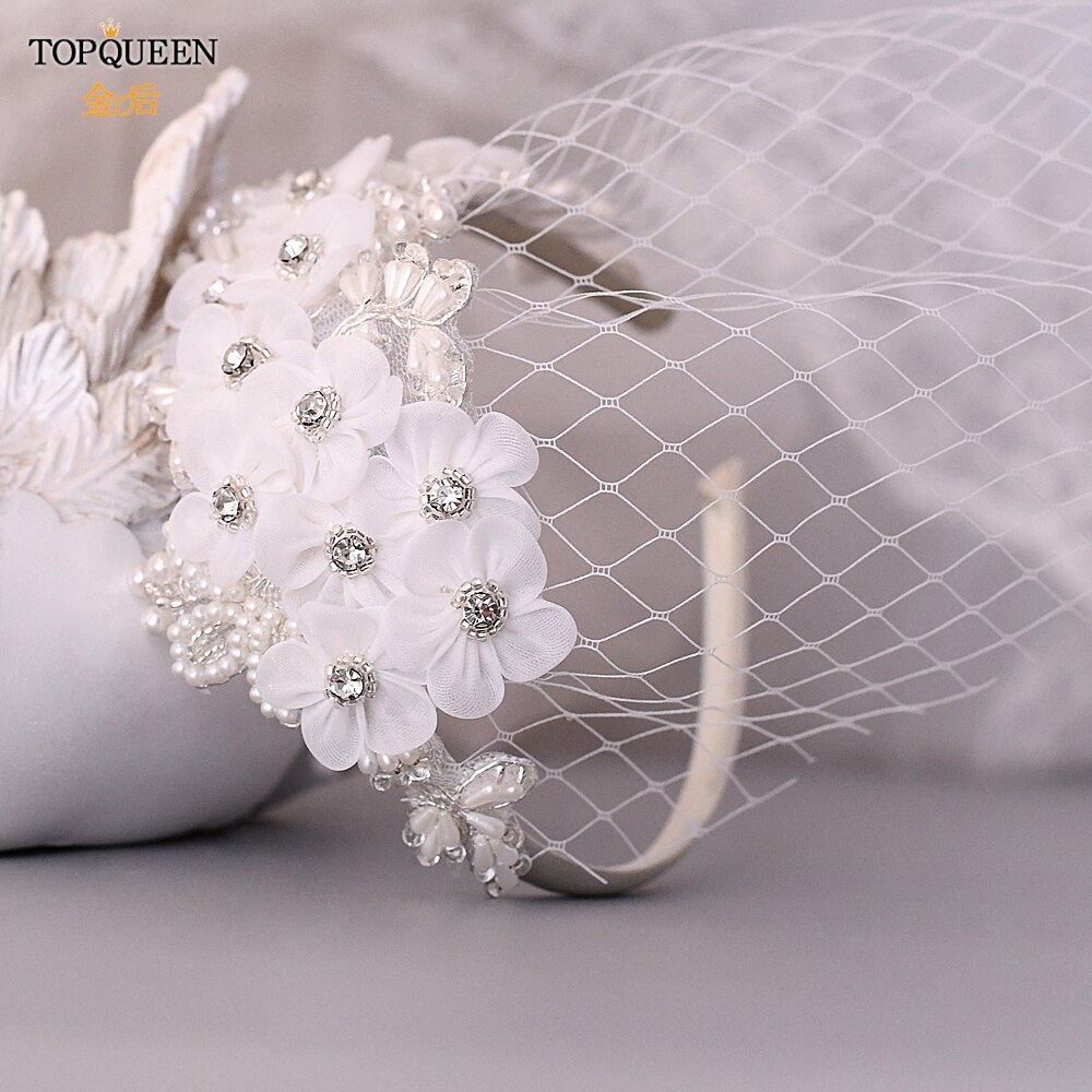 TOPQUEEN S358-WS Birdcage Veil Tiara Bridal Hair Accessories Veil Hat Head Hoop Wedding Headbands Headwear Bridal Headpiece
