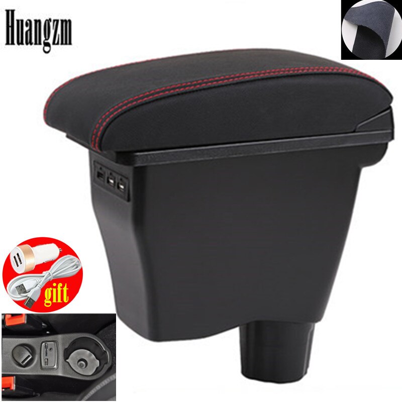 for Smart 450 451453 454 Fortwo Forfour armrest box Double-layer USB Universal Car Armrest Box: A2 Red line 3 usb