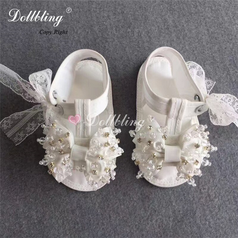 Vitage Palace-zapatos de verano con perlas de encaje para bebés, calzado de costura para bebés, bautizo, Bella, novia, hecho a mano, con volantes: model 1 / 2