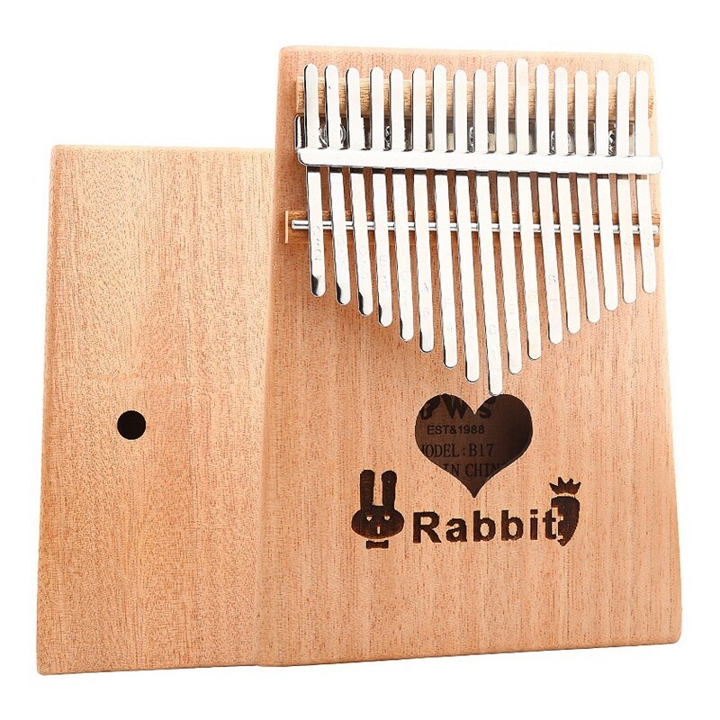 17 Keys Kalimba Thumb Piano with Tune Hammer Wood Hand Finger Piano for Kids Adult Beginners Heart Rabbit Style