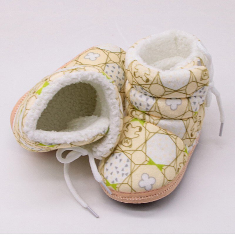 WEIXINBUY bébé chaussures bébé bottes chaussons fille fFloral imprimer épais hiver doux infantile garçon chaussure 0-18M