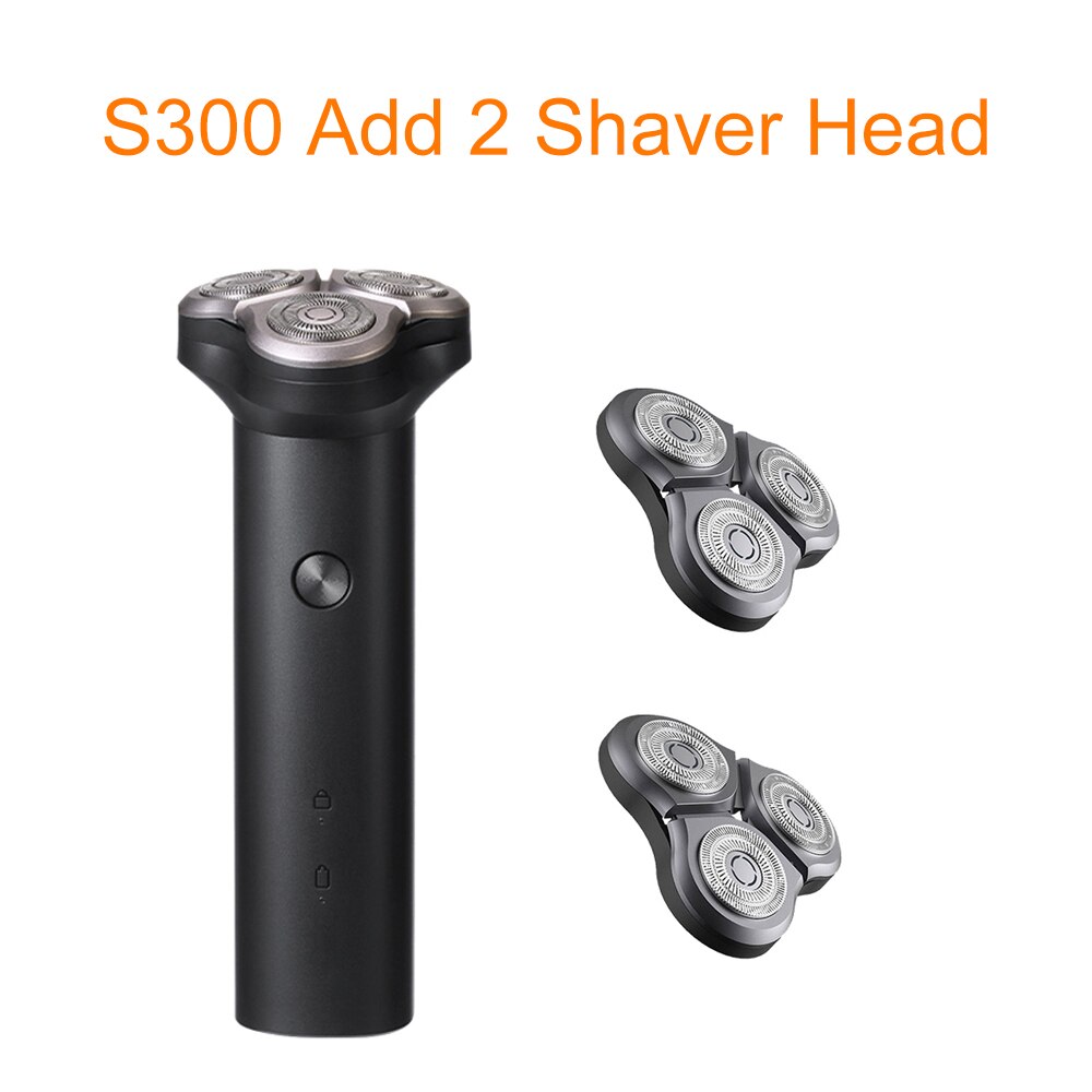 Xiaomi-Afeitadora eléctrica Mijia S300, nueva afeitadora con 3 cabezales, afeitadora IPX7 en seco y mojado, afeitadora de barba, afeitadora con cuchilla lavable,: S300 2 Shaver Head