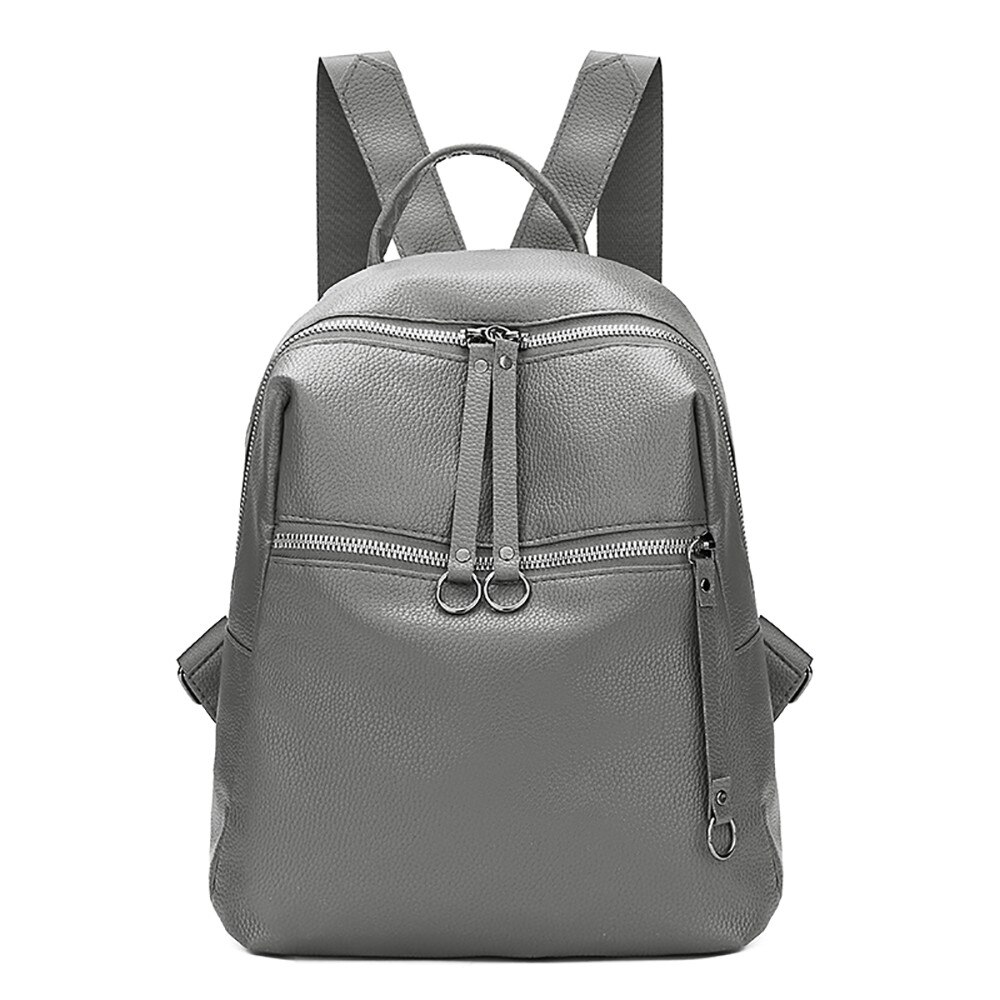 Frauen Rucksack Flut Wilde Weiche Leder Student Tasche Einfache Rucksack Reisetasche Organizer Student Tasche Notebook Schule Taschen # RJ1: Grau