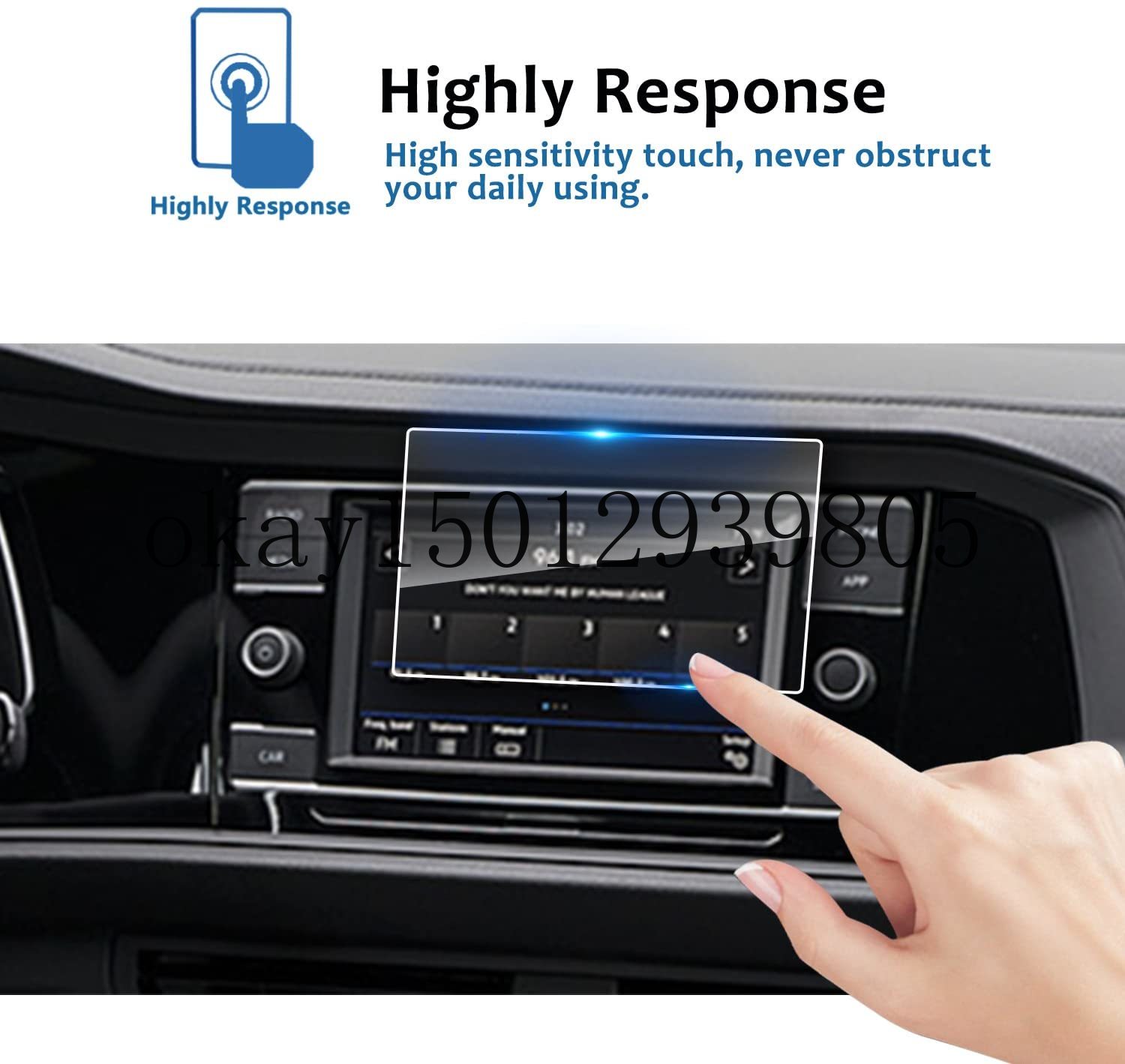Car Navigation Screen Protector for Jetta2019 ,Clear Tempered Glass Infotainment Display in-Dash Center Touch Screen 6.5Inch