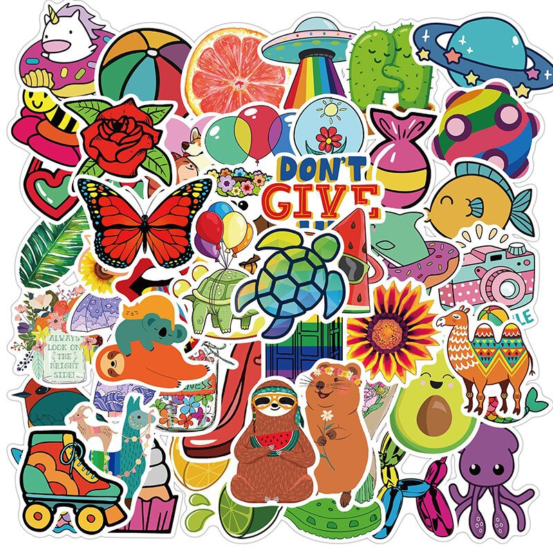50PCS Colorful Stickers Pack For Hydro Flask Water Bottle Vinyl Decal DIY Laptop Phone Cute Trendy Aesthetic Teen Girls Sticker: Default Title