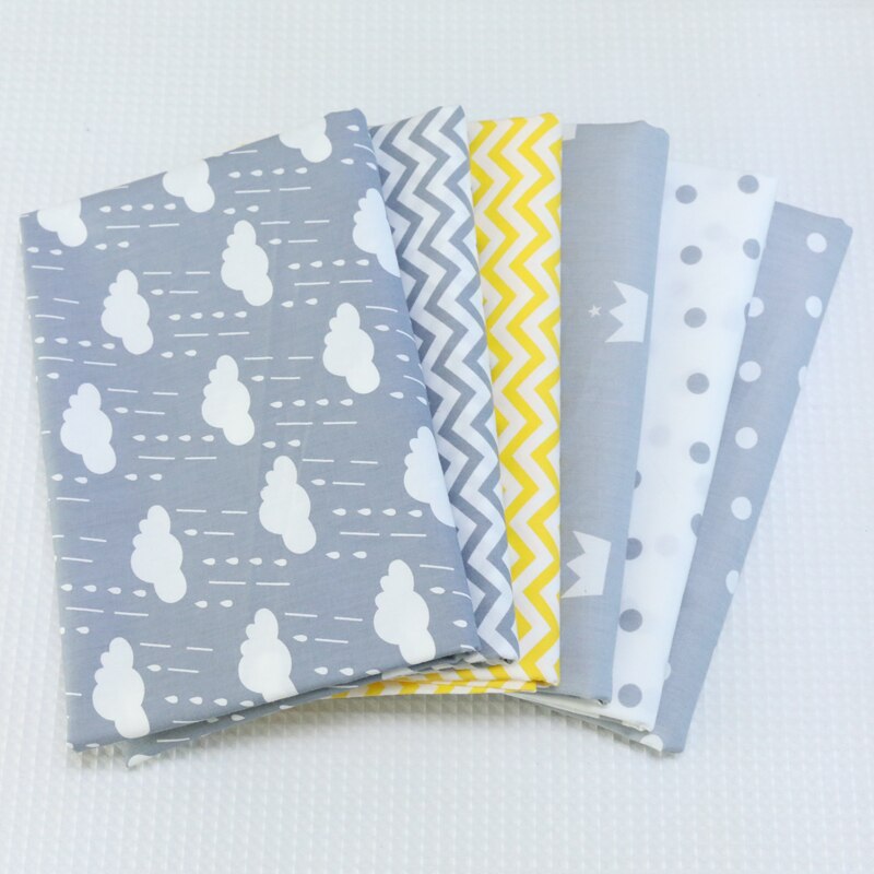 6pcs/lot 50x40cm 100% Cotton Printed Clouds Fabric quilting Baby Cloth Kids bedding patchwork tissue home Textile Sewing fabric