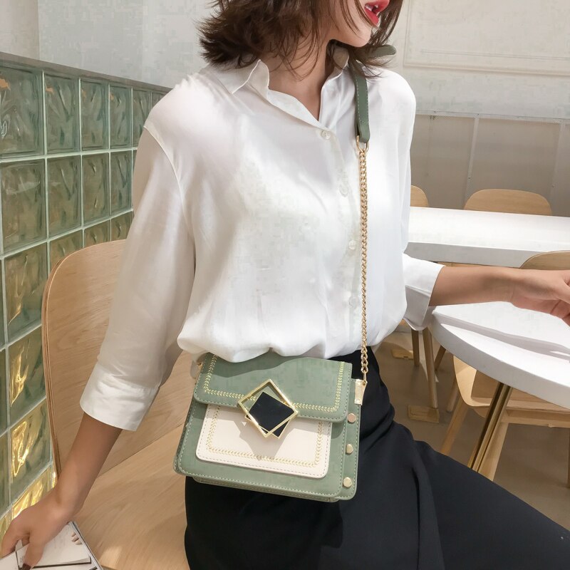 Moda feminina sacos de contraste cor couro do plutônio ombro mensageiro saco senhora crossbody mini bolsa feminina coroa sacos de noite sac um principal