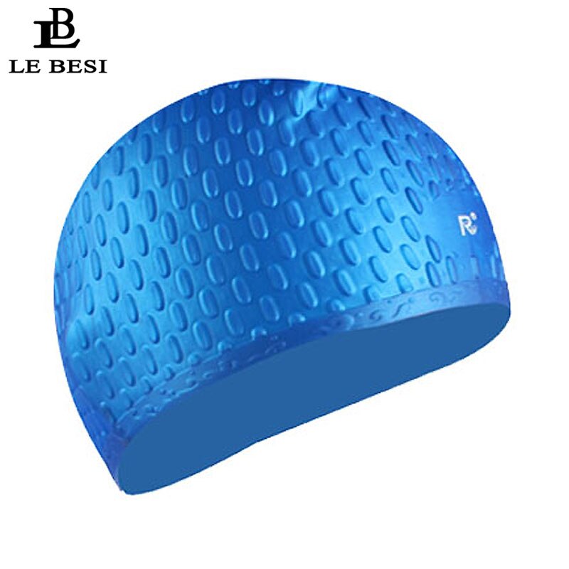 Lebesi kvinner badehette boble partikler langt hår svømmebasseng lue elastisk badehette vanntett deksel øre badehette
