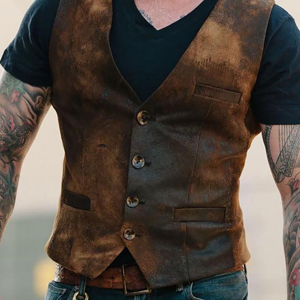 Chaqueta de para hombre, chaleco de algodón ajustado con una sola botonadura, ropa de negocios