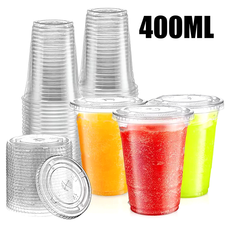 Engangs klare plastkopper med lokk til fruktjuice, melk, te, iskaffe, kalde drikker, iskrem, dessert, ta bort, festbruk: Sølv / 9 stk