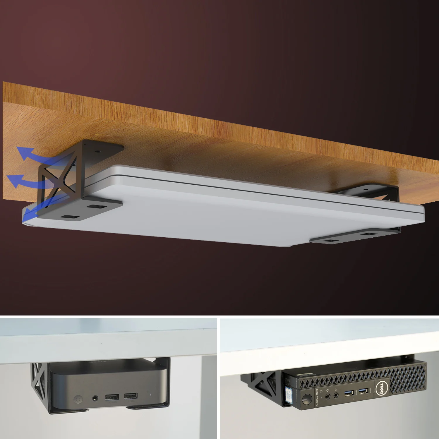 Under Desk Laptop/Mini PC Storage Mount,CPU Holder,Compatible with Dell OptiPlex,Macbook,Mac Mini and More